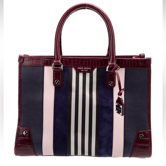 henri bendel Handbags - Henri Bendel Multicolor Leather Striped Tote Bag - EUC!